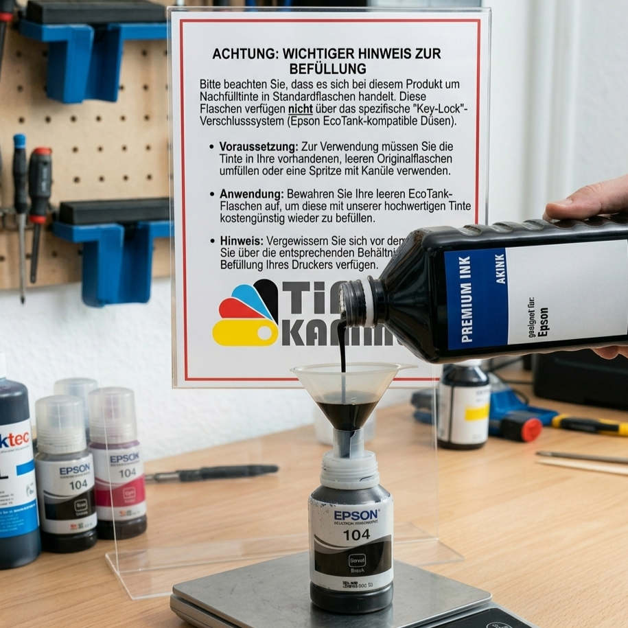 Akink Tinte für Epson EcoTank Serie - 4x 1 Liter